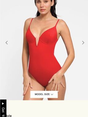 Popilush Built-In Shapewear Body-Sculpting Swimsuit Red NWOT